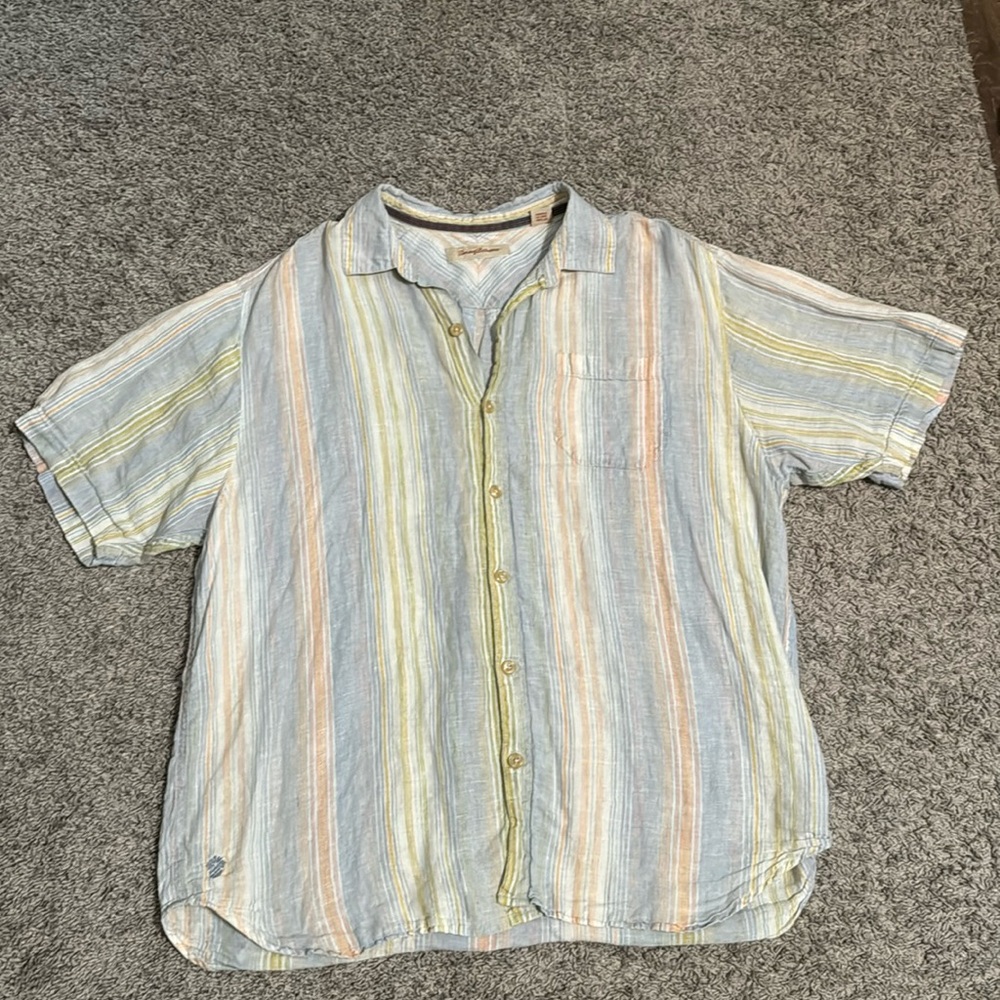 Vintage Tommy Bahama Linen Button Down Collared Shirt